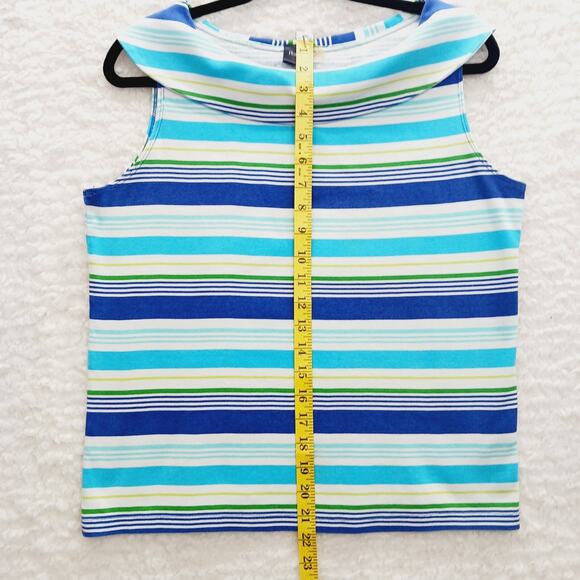 Tank Top Size L Striped Nautical Resortwear Cruise Sailorcore Preppy Blue Resort - Picture 4 of 13